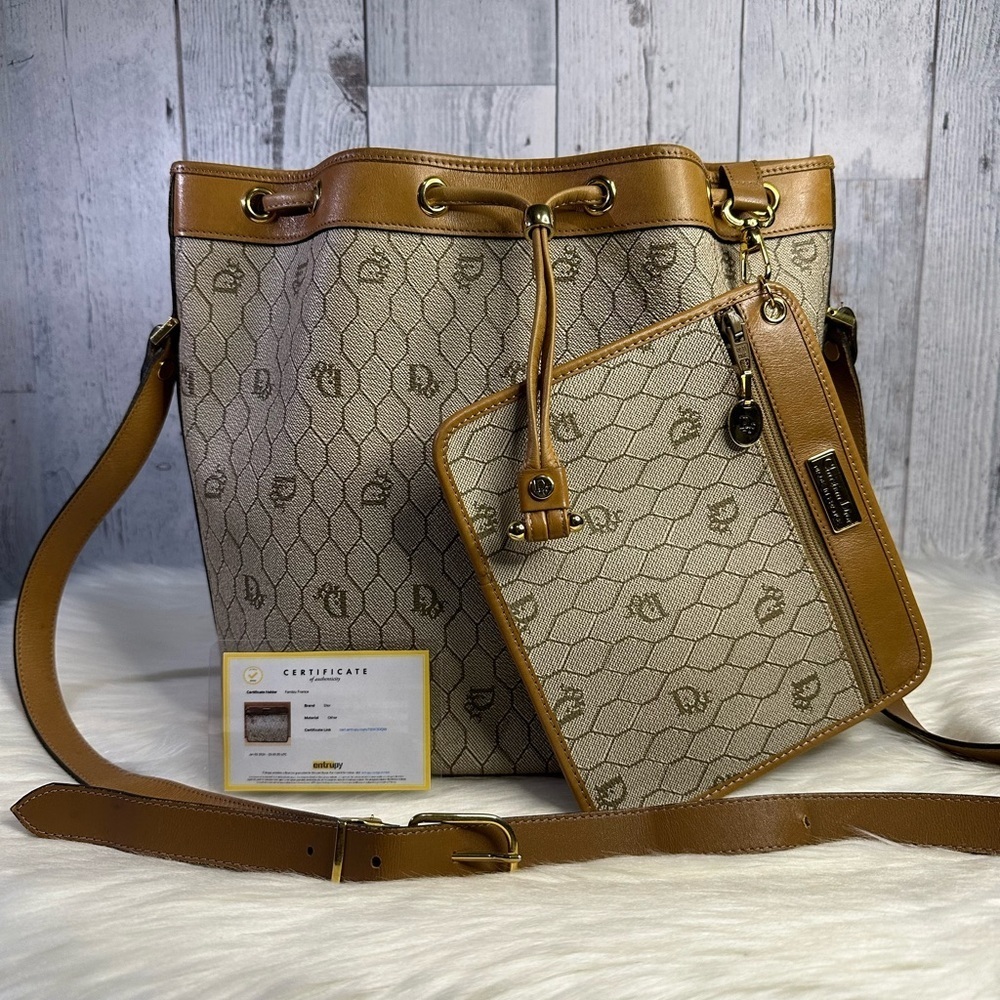 DIOR vintage monogram bucket crossbody bag
